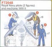 Royal Navy Piloten, 3 Stück mit Mechaniker, WW II