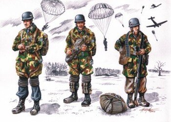 Fallschirmjäger WW II, 3 Figuren