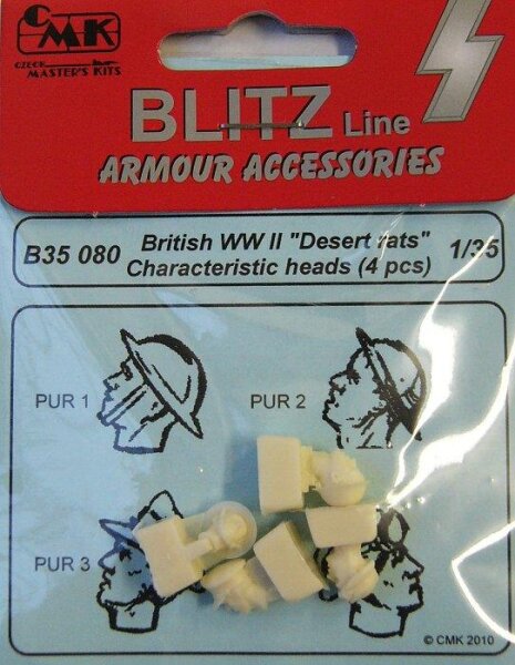 British WWII Desert rats heads (4 pcs.)