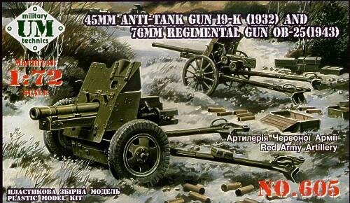 45mm gun 19-K (1932) & 76mm gun OB-25