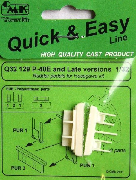 P-40E and Late versions - Rudder pedals for Hasegawa kits