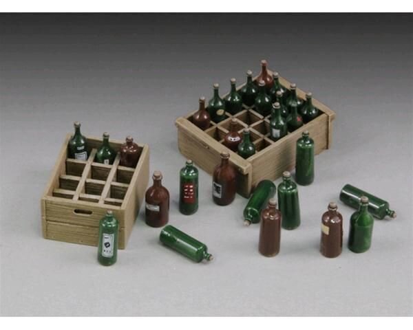 Wine bottles and crates