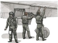 French pilot and two mechanics