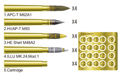 U.S. 3 inch Gun Ammo Set (Brass)