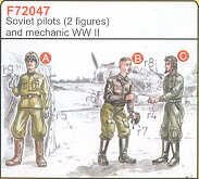 Sowjetische Piloten + Mechaniker, WWII, 3 Stück