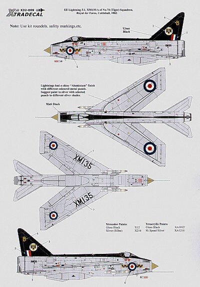 EE Lightning F.1 XM135/B 74 (Tiger)