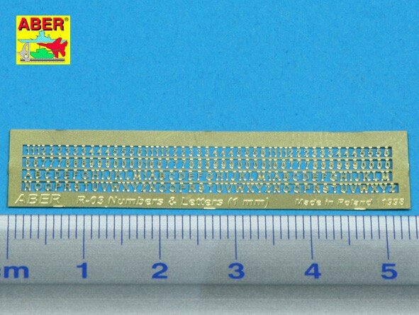 Zahlen und Buchstaben, 1,0 mm hoch