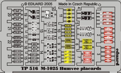 M-1025 Humvee placards