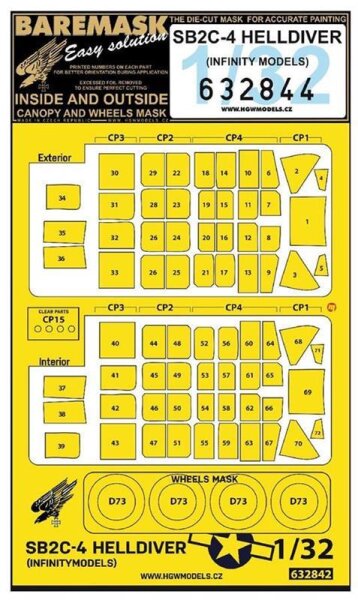 Curtiss SB2C-4 Helldiver Canopy and Wheels Mask