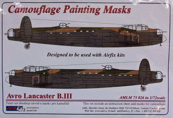 1/72 Avro Lancaster B.III Camouflage Painting Masks