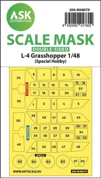 1/48 Piper L-4 Grasshopper double-sided mask for Special Hobby