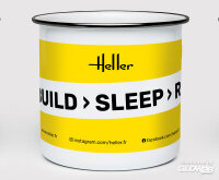 Tasse Heller "Eat > Build > Sleep >...