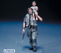 US Soldier with a Vietnamese child on his shoulder