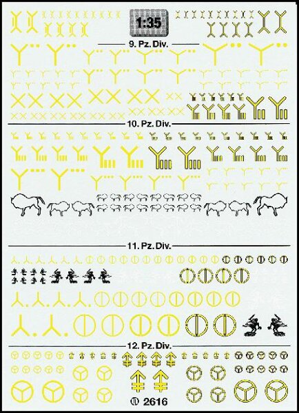 Wehrmacht: Panzerdivisionszeichen: 9. - 12. Divisi