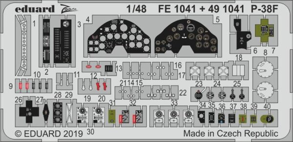 Lockheed P-38F Lightning instrument panel etc