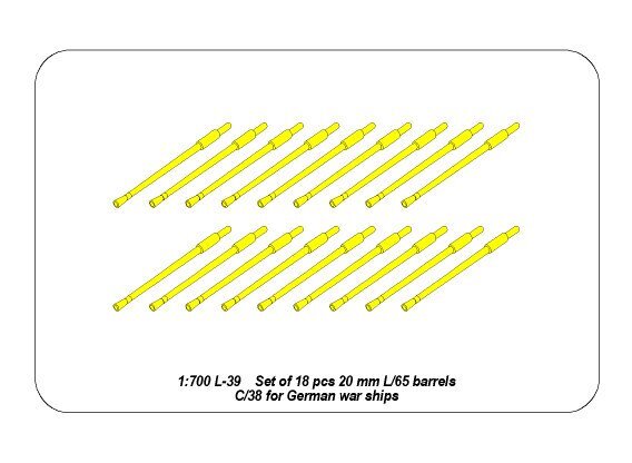 18x German 20 mm L/65 C/38 gun barrels