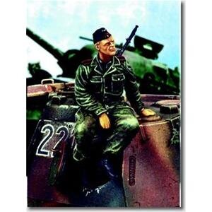 Waffen SS tanker sitting on turret - WWII