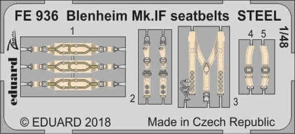 Bristol Blenheim Mk.IF seatbelts STEEL (Airfix)