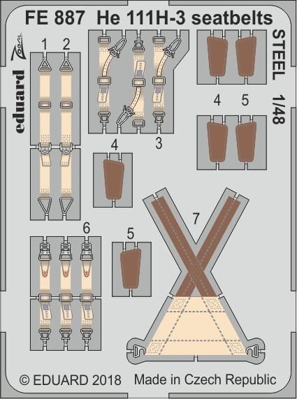 1/48 He-111H-3 WWII German Bomber seatbelts STEEL