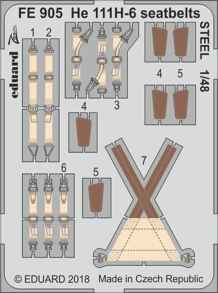 1/48 He-111H-6 WWII German Bomber seatbelts STEEL
