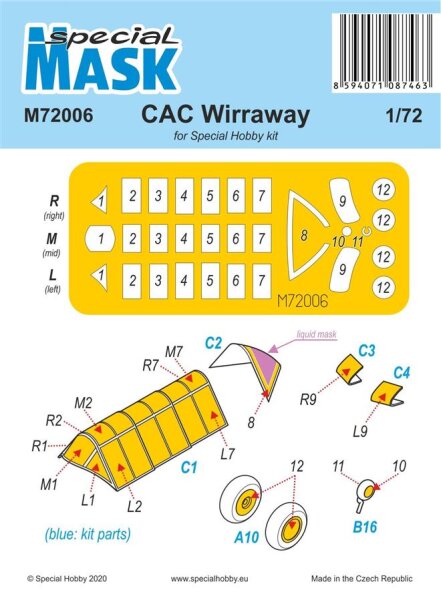 CAC CA-9 Wirraway Pre-cut spray mask
