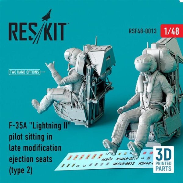 Lockheed-Martin F-35A Lightning II pilot sitting in late modification ejection seats (type 2)