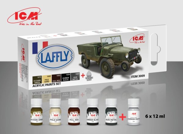 Acrylic paint set for Laffly V15T and French vehicles 6x 12 ml