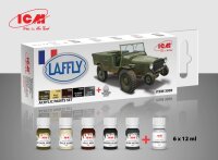 Acrylic paint set for Laffly V15T and French vehicles 6x...