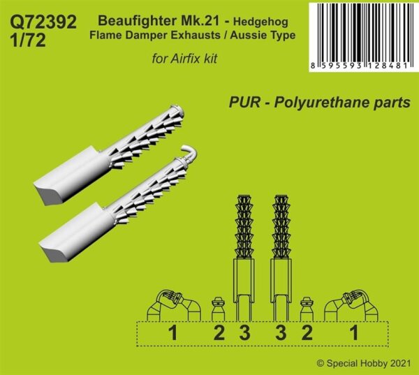 1/72 Bristol Beaufighter Mk.21 - Hedgehog Flame Damper Exhausts / Aussie Type