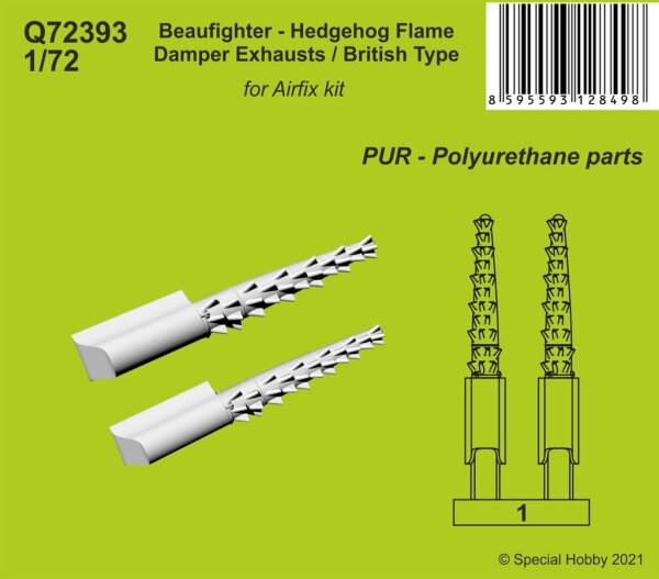1/72 Bristol Beaufighter - Hedgehog Flame Damper Exhausts / British Type
