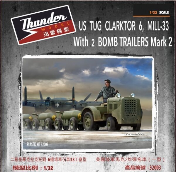 1/32 US Tug Clarktor 6, MILL-33 with 2 Bomb Trailers Mark 2