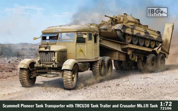 1/72 Scammell Pioneer Tank Transporter w/ TRCU30 Trailer and Crusader Mk.I/II