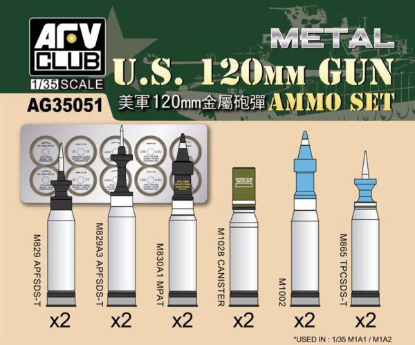 1/35 US 120mm  Gun Ammo Set - Aluminium