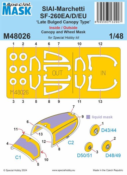 1/48 SIAI-Marchetti SF-260EA/D/EU "Late Bulged Canopy Type" MASK for Special Hobby