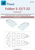 1/72 Fokker S-12/T-22 "Instructor" Canopy Masks...