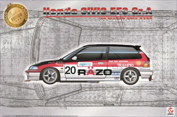 1/24 Honda Civic EF3 Gr.A 1989 Macau Guis Race #20 Razo