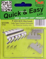 1/72 Curtiss P-40K/P-40M/P-40N Warhawk Late Type Fishtail Exhausts