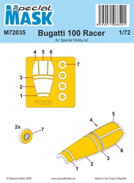 1/72 Bugatti 100 Racer Paint Mask for Special Hobby Kit