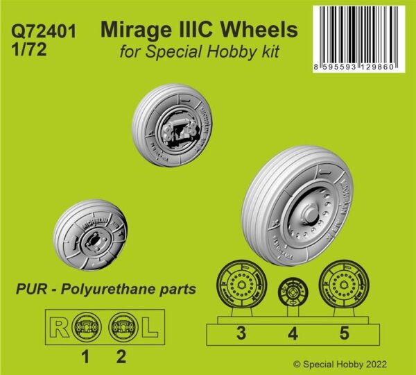 1/72 Mirage IIIC Wheels for Special Hobby
