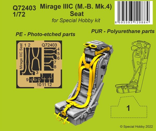 1/72 Mirage IIIC (M.-B. Mk.4) Seat  for Special Hobby