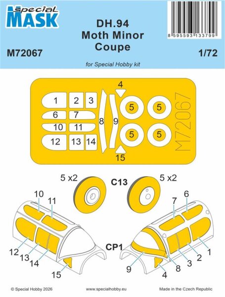 1/72 DH.94 Moth Minor Coupe Paint Mask for Special Hobby