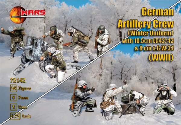 German Artillery Crew (Winter Uniform) with 10,5cm LG42/43 and 8cm s.G.W.34 (WWII) 1:72