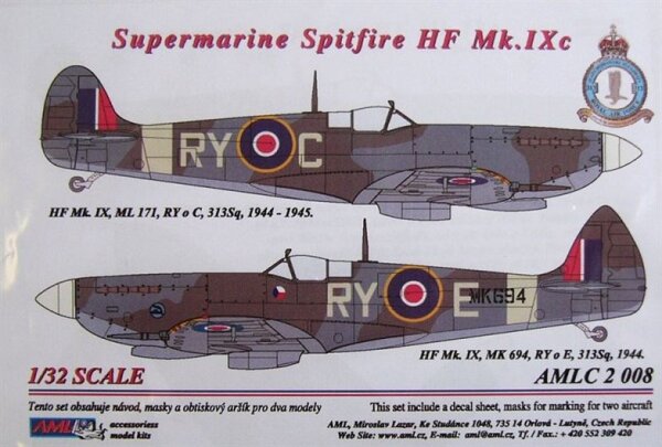 Spitfire Mk.IXC 2 decal versions: RY-C , RY-E.